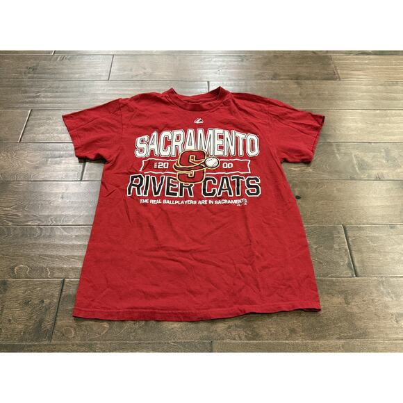 Majestic Mens Red MiLB Sacramento River Cats Short Sleeve T-Shirt Size M Medium - Picture 2 of 7